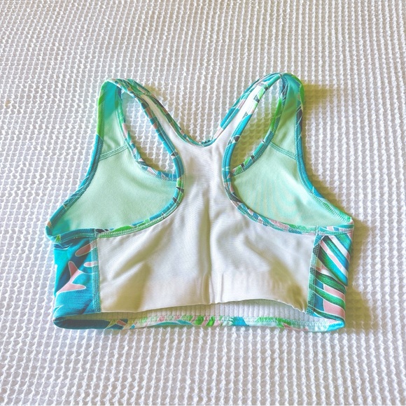 NEW♥️NIKE RACERBACK SPORTS BRA M TROPICAL PRINTED BLUE PINK GREEN WHITE BRALETTE - Picture 3 of 5